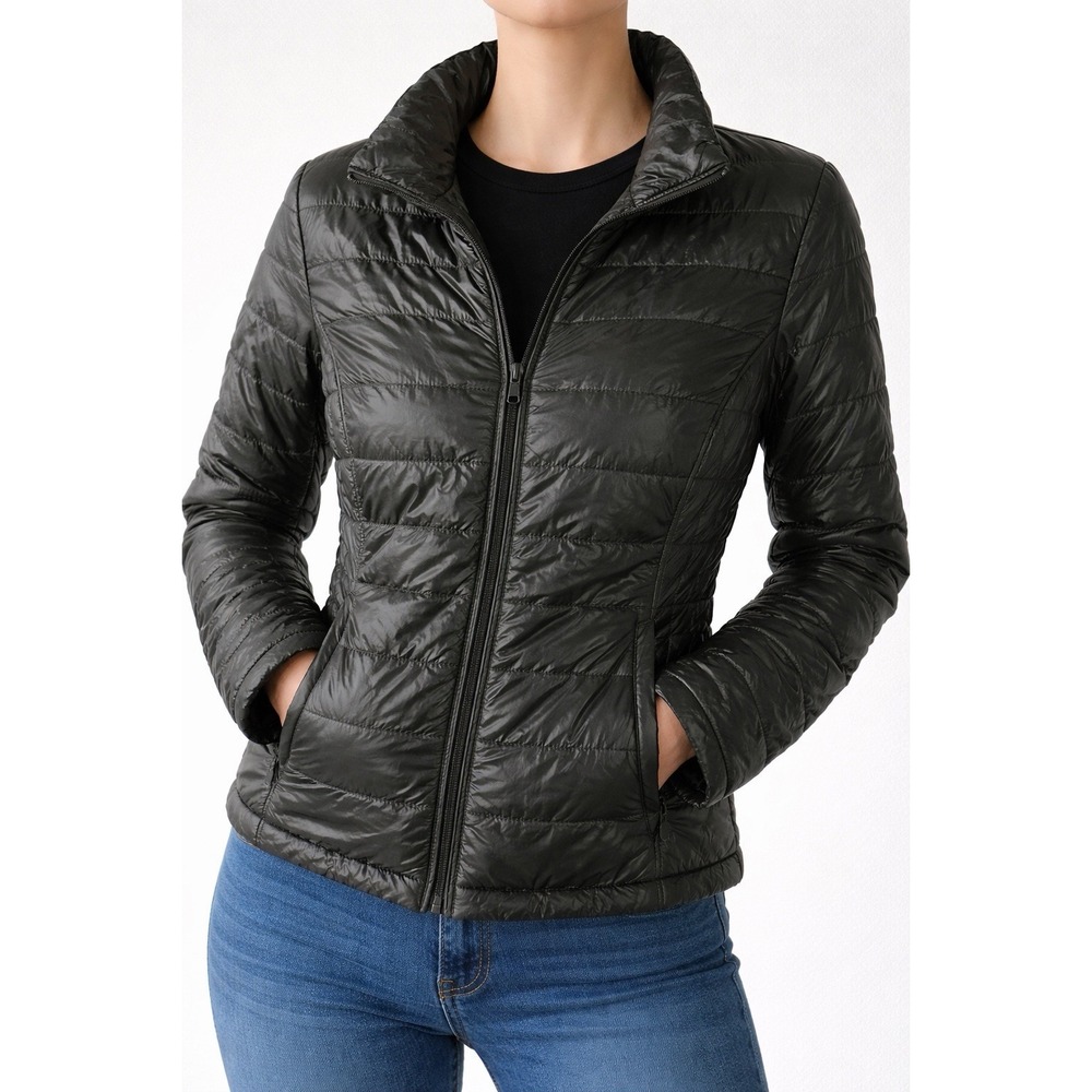 Misesny Couture‎ Womens Sherpa Lined Quilted Puffer Jacket Green LN1501 Large